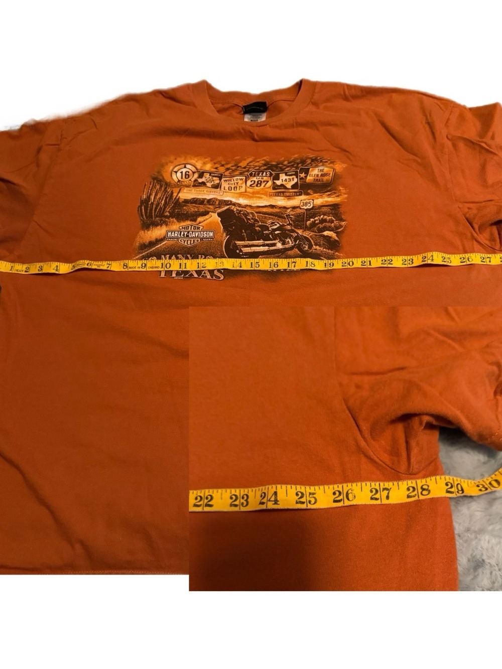 Authentic Harley-Davidson Unisex Burt Orange Texas Road Graphic Short Sleeve Tee - Picture 10 of 15